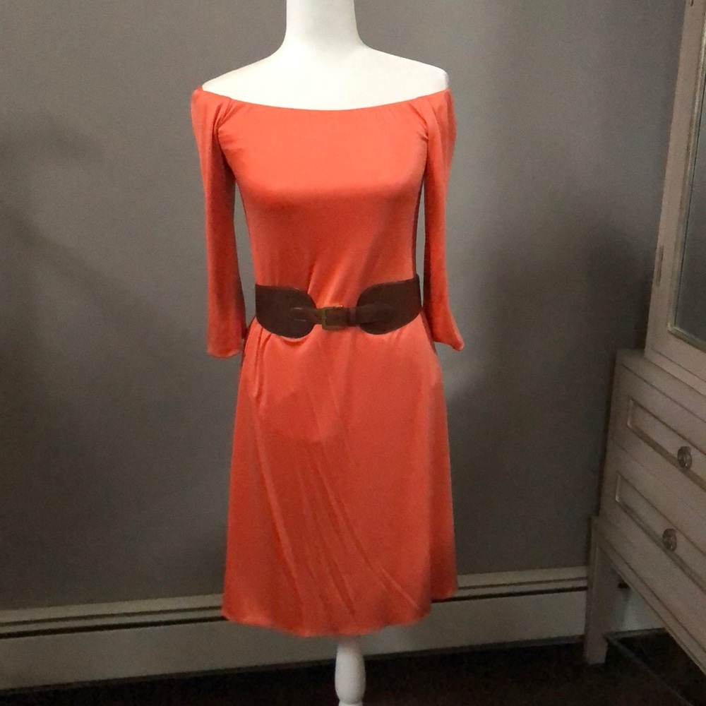 Off shoulder silk dress